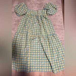 Zara Blue and Yellow Checkered Maxi Dress